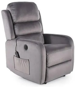 Fotel rozkładany PEGAZ VELVET M szary masujący SIGNAL
