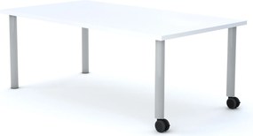 Stolik szkolny na kółkach Move prostokątny 120x75 cm, rozmiar 4-6, blat biały / nogi szare