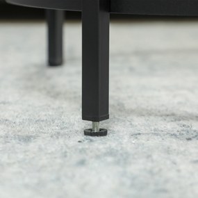 HOMCOM Okrągły stolik boczny ze szklanym blatem i ramą metalową, mały stolik do salonu, sypialni, Czarny