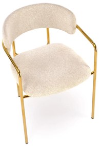 Krzesło Do Jadalni Salonu Kremowy, K537 Tkanina RAVEN, chrom, glamour