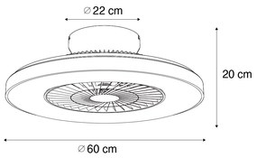 Czarny Wentylator sufitowy z lampą z przyciemnianym LED i efektem gwiazd - Climo Nowoczesny Oswietlenie wewnetrzne