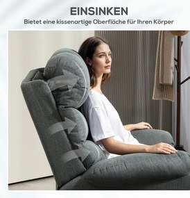 HOMCOM Fotel podnoszący, elektryczny fotel relaksacyjny z funkcją masażu, fotel tapicerowany z funkcją podnoszenia, metal, tkanina, szary