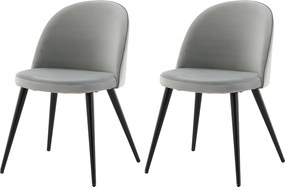 Zestaw 2 krzeseł jadalnianych z czarnego i szarego aksamitu z metalowymi nogami pokrytymi proszkowo