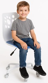 Biało-niebieski fotel obrotowy młodzieżowy E5-M28