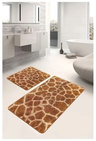 Brązowe aksamitne dywaniki łazienkowe zestaw 2 szt. 60x100 cm – Mila Home