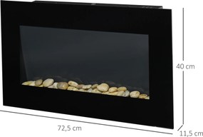 HOMCOM Elektryczny kominek ścienny LED z efektem ognia 1000W 2000W pilot zdalnego sterowania | Aosom PL
