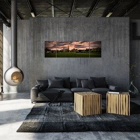Obraz krajobrazu z kościołem (170x50 cm)