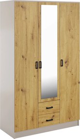 Trzydrzwiowa szafa z lustrem kaszmir + dąb artisan N4-F39