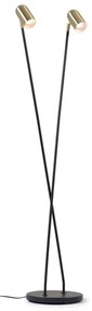 Czarna/w kolorze złota lampa stojąca z metalowym kloszem (wysokość 152 cm) Clemence – Kave Home