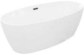 Mexen Lira wanna wolnostojąca wzór 170 x 80 cm, biała, przelew czarny - 52831708000-70