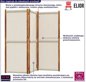 Jasnoszary parawan pokojowy z drewnianą ramą P6-B35