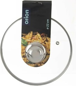 Orion Szklana pokrywa z uchwytem ze stali nierdzewnej, śr. 22 cm, 22 cm