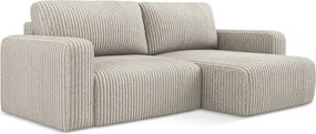 Beżowy sztruksowy rozkładany/ze schowkiem narożnik (prawostronny/z szezlongiem) Kona – Makamii