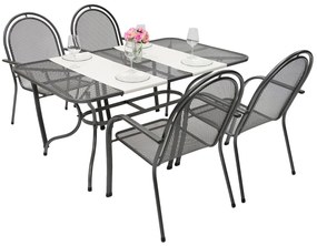 Metalowy zestaw ogrodowy CORINA III. 1 + 4 Stół prostokątny 190x105 cm (CT0310)