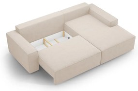 Beżowy rozkładany narożnik z materiału bouclé (prawostronny) Jodie – Micadoni Home