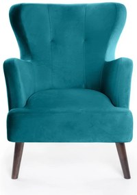 Turkusowy aksamitny fotel typu uszak Noemye – Bonami Selection