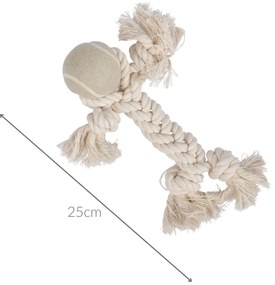 Zabawka dla psa, sznurek z węzłami i piłką, 25 cm