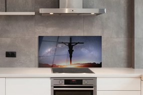 Szklany Panel Ukrzyżowany Jezus na tle Nieba