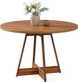 Okrągły stół jadalny dla 2-4 osób, 100 cm, stół kuchenny w stylu rustykalnym do jadalni, stół jadalny z solidną podstawą, brązowy