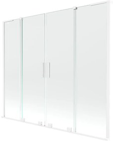 Mexen Velar L Duo parawan nawannowy 2-skrzydłowy rozsuwany 180 x 150 cm, transparent, biały - 896-180-003-02-20