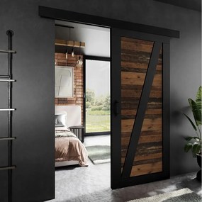 Drzwi przesuwne PALADIO 3 z maskownicą czarne i old style 60