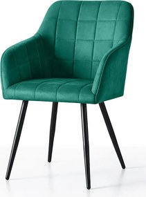 Zestaw 6 zielonych metalowych krzeseł pikowanych R6-R93