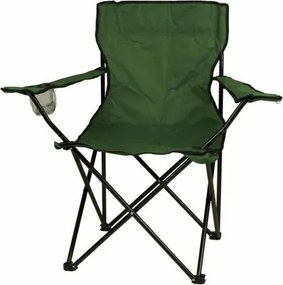 Turystyczne kampingowe krzesło składane zielone z miejscem na napoje