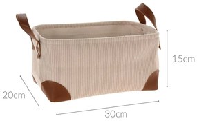 Koszyk do przechowywania, sztruks z uchwytami, 30 x 20 x 15 cm