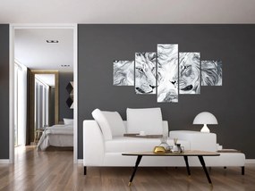 Obraz - Rysowane lwie głowy (125x70 cm)