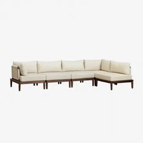 Giulia 5-częściowa Modułowa Narożna Sofa Ogrodowa W Kolorze Akacji Kremowa - Sklum