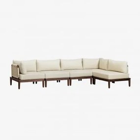 Modułowa Narożna Sofa Ogrodowa 5-częściowa Z Akacji Giulia Ciemny Akacjowy Brąz - Sklum