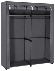 Szafa tekstylna z półkami i drążkiem na ubrania MATIS 140x174 cm szara