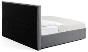 Szare tapicerowane łóżko dwuosobowe ze schowkiem z materacem i stelażem 160x200 cm Thessa Bold – Bonami Selection