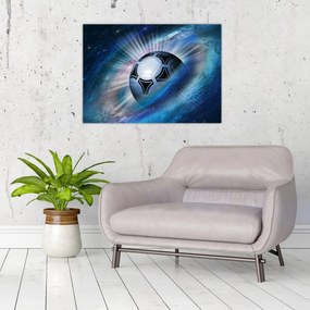 Obraz na szkle - Piłka nożna w kosmosie (70x50 cm)