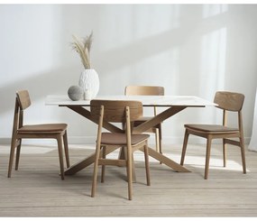 Koniakowo-naturalne krzesło z imitacji skóry Livo – Unique Furniture