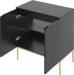 Szafka pod umywalkę nablatową Aspen 08 czarny/złoty, 80 cm - zestaw 1