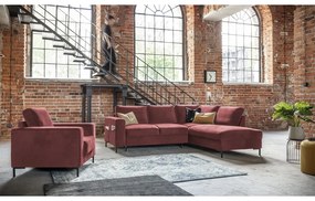 Różowy aksamitny rozkładany narożnik (prawostronny) Lofty Lilly – Miuform