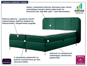 Zielone welurowe łóżko kontynentalne 4 rozmiary P9-M57