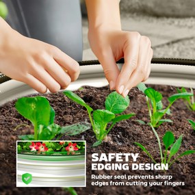 Outsunny Zestaw 2 Wysokich Grządek Ogrodowych, Modularne, 2 Sztuki, Bez Dna, Ø60 x 30 cm. Srebrny