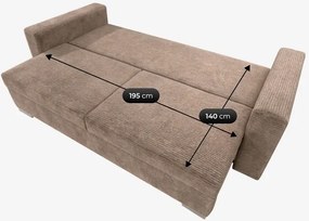 Sofa z Funkcją Spania DRAVOS Ciemnobeżowa Sztruksowa Nowoczesna