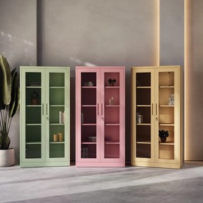 Szklana witryna AMELIA, 900 x 1850 x 400 mm, Fresh Style: pastelowy zielony