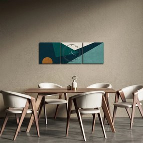 Obraz - Abstrakcja kubistyczna (z zegarem) (90x30 cm)