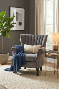 Szary welurowy wygodny fotel wypoczynkowy T7-M98