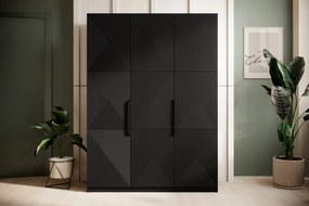 Szafa Asha 150 cm z metalowymi uchwytami - czarny mat / czarne uchwyty