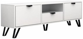 Szafka RTV 2-drzwiowa z 1 szufladą i 1 wnęką - Biały i Czarny - CARDELIA