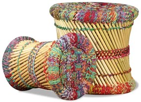 Bambusowe okrągłe stołki w stylu chindi 2 szt T6-A15