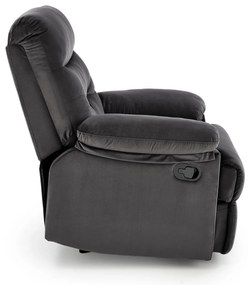 Fotel wypoczynkowy do salonu rozkładany czarny welur DRAGER