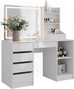 Stół toaletowy biały/biały wysoki połysk 128.2x50.1x76 sherry