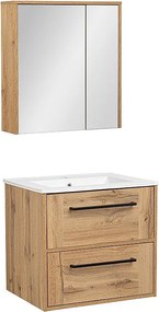 Zestaw Łazienkowy 60cm Vivien Dąb Wotan Szafka z Lustrem