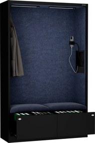 Szafa akustyczna do biura i szkoły Sally MentalBox, 115 x 40 x 185 cm, czarny/granatowy